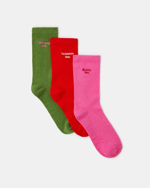 Accessorize 3pk Christmas Slogan Socks