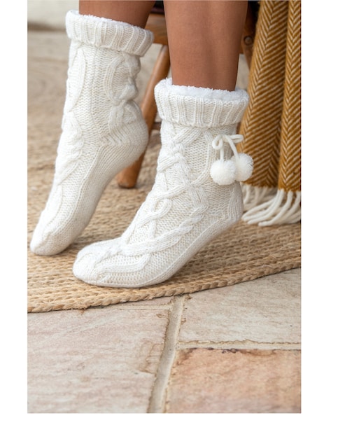 New In - Pour Moi Cosy Cable Knit Slipper Sock