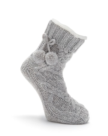 Pour Moi Cosy Cable Knit Lined Slipper Sock