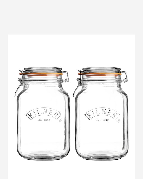 Kilner Set of 2 Clip Square Jars 1.5l