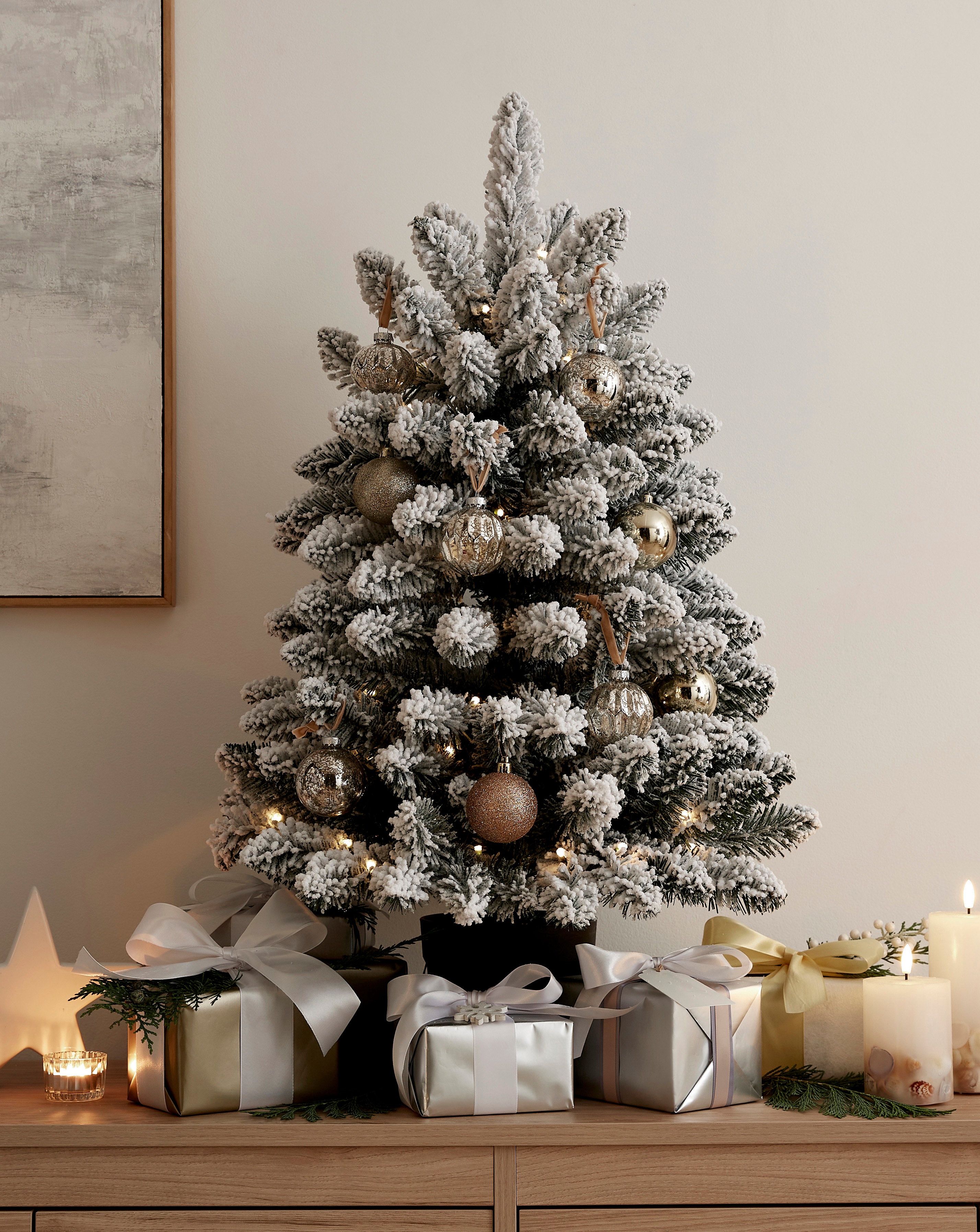 Pre-Lit Aspen Flocked 3FT Christmas Tree