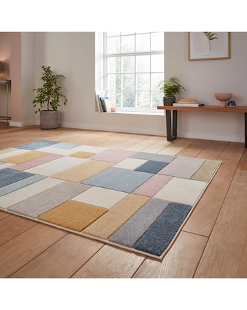 Think Rugs Matrix Modern Geometric Rug - Blocks Multi