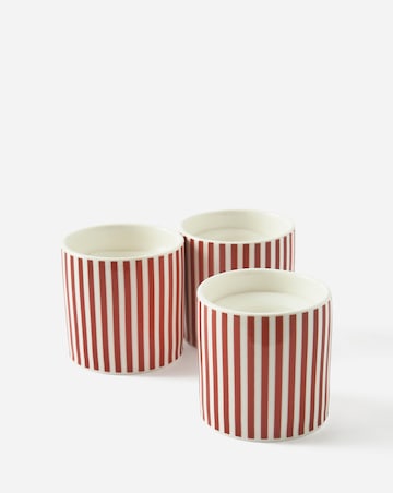 Merry Berries & Bows 3 Votive Ceramic Striped Giftset