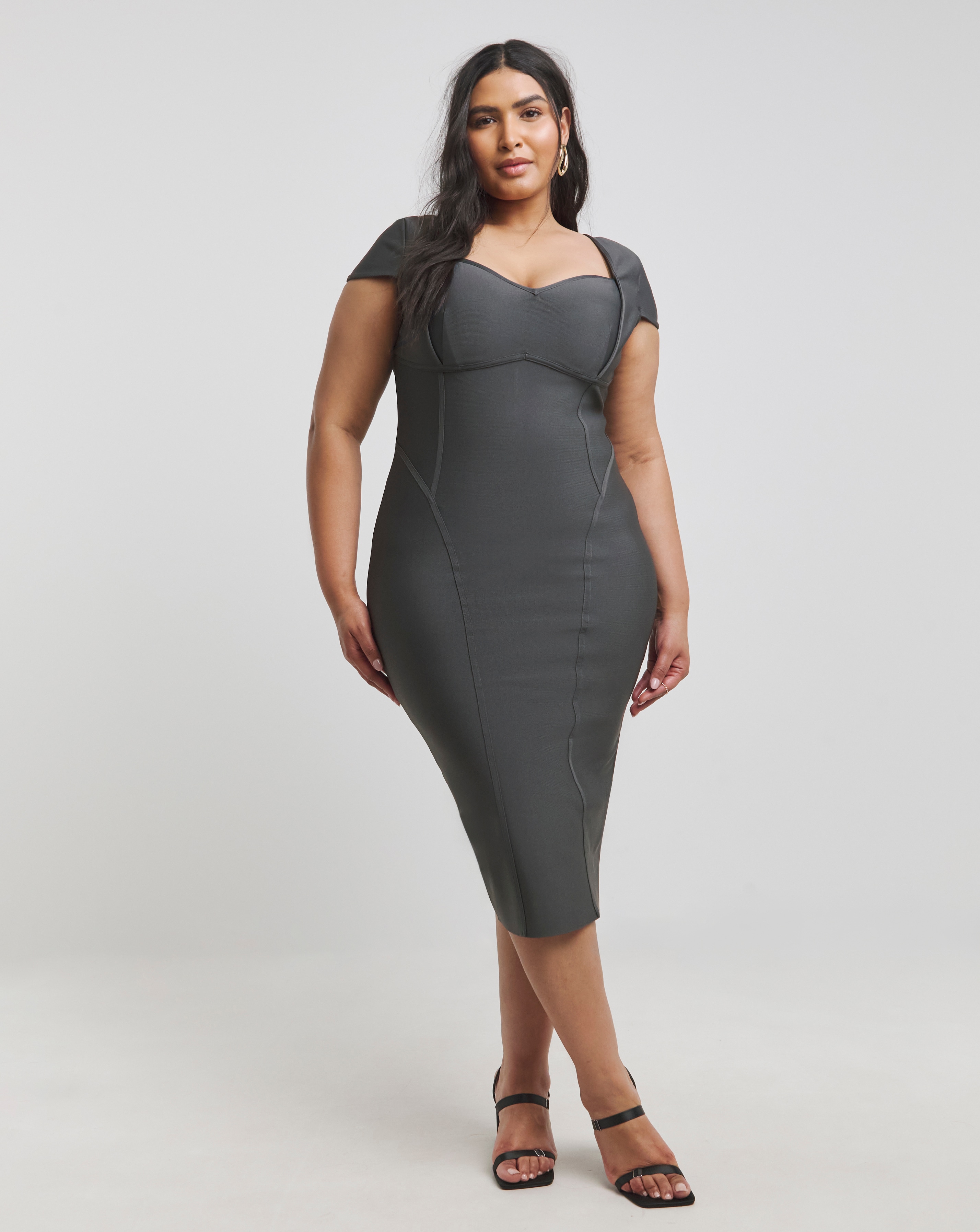 Contouring Seam Bandage Midi Dress
