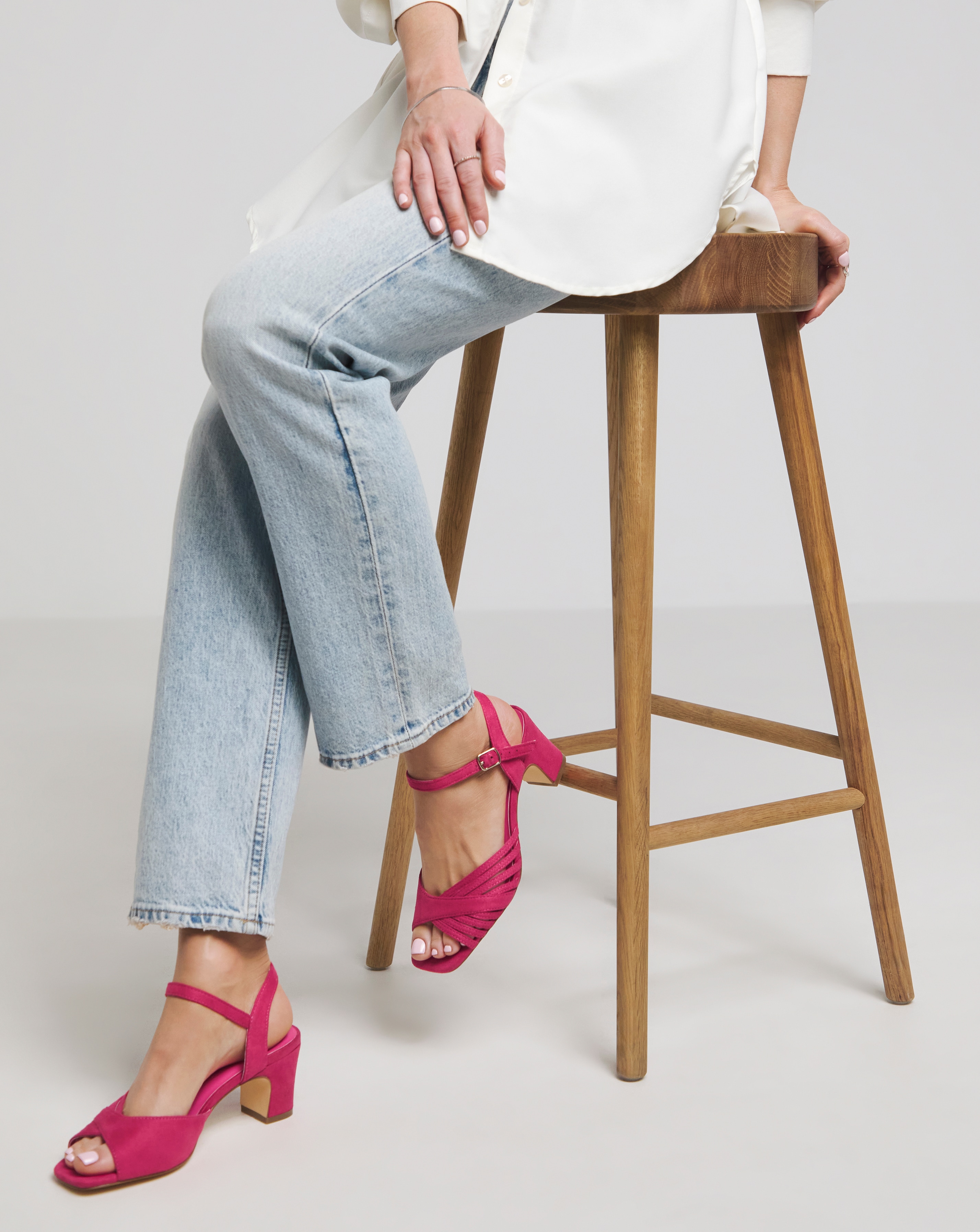 Strap Detail Low Heel Sandal Wide Fit