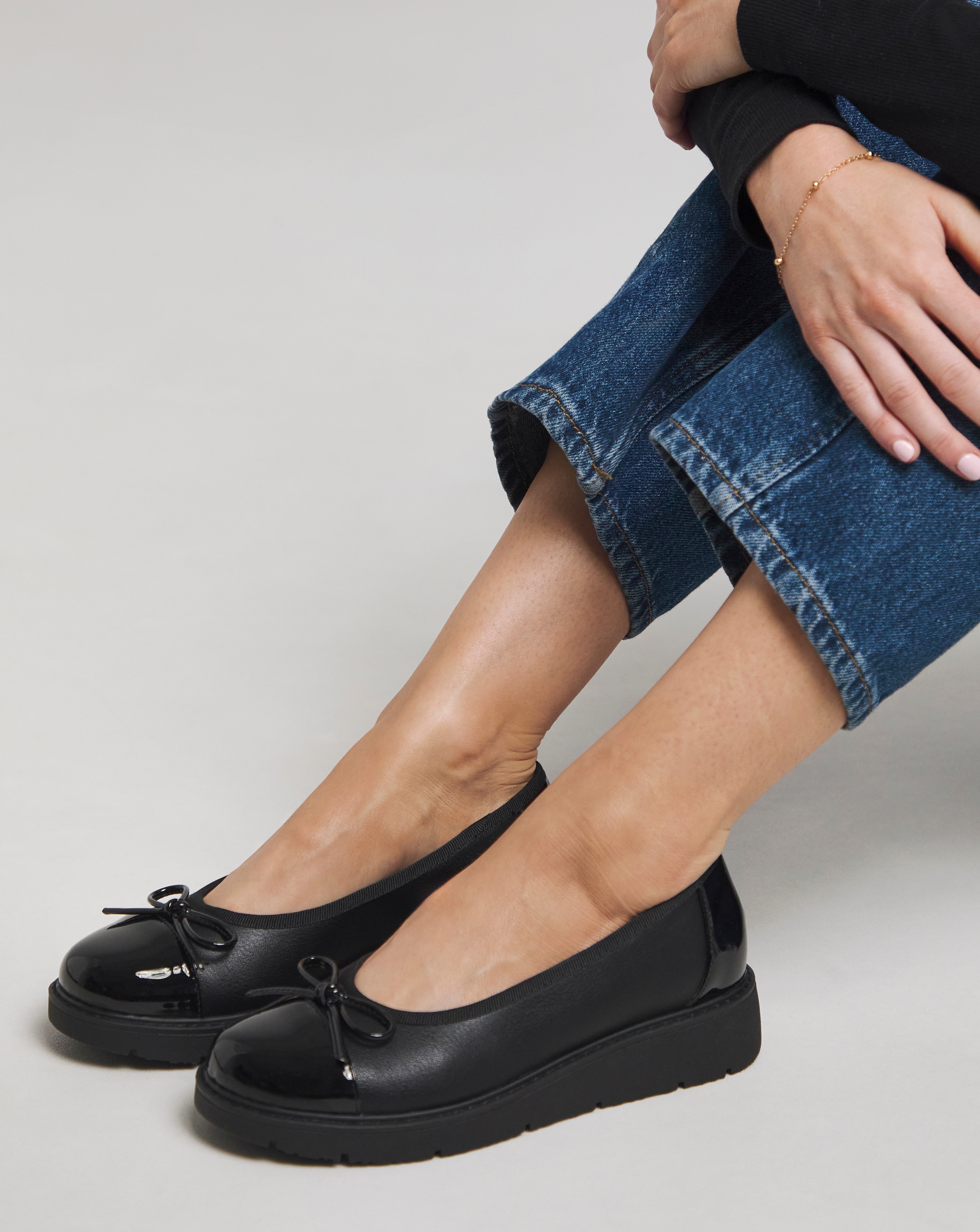 Low Wedge Ballerina Shoe Ex Wide Fit