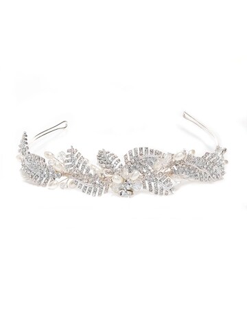 Silver Crystal Leaf And Pearl Leah Tiara