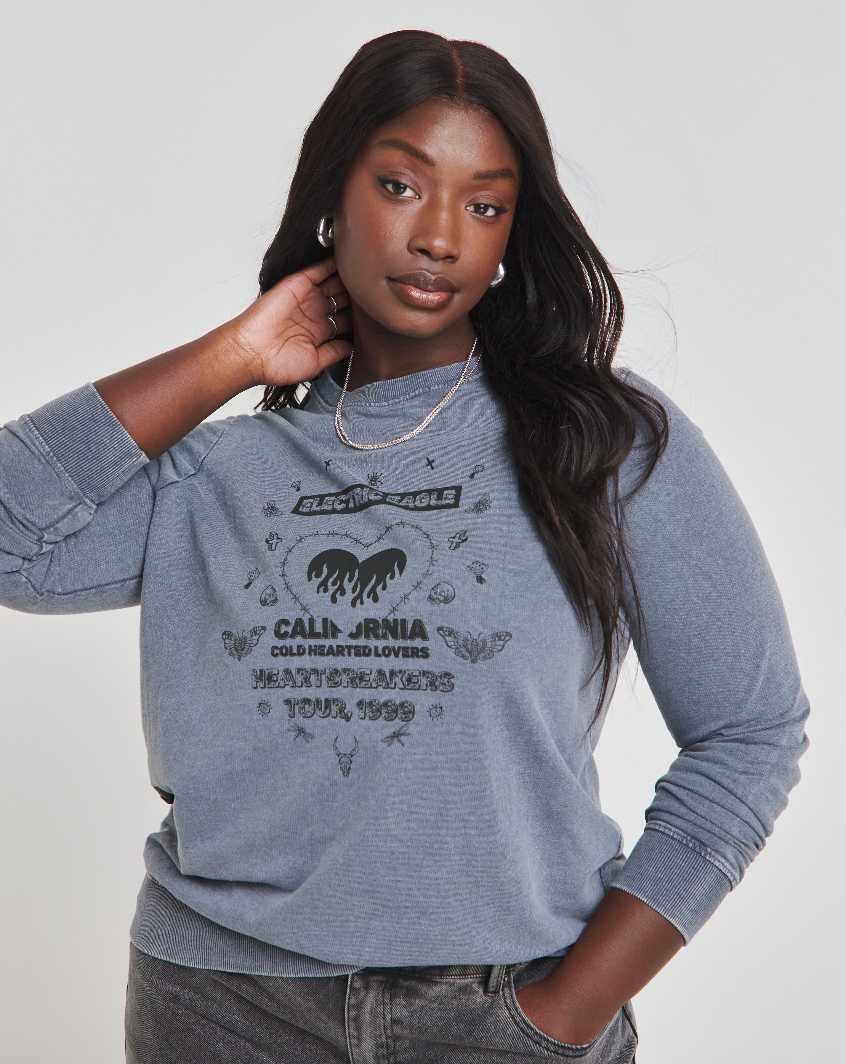 Burning Hearts Slogan Sweatshirt