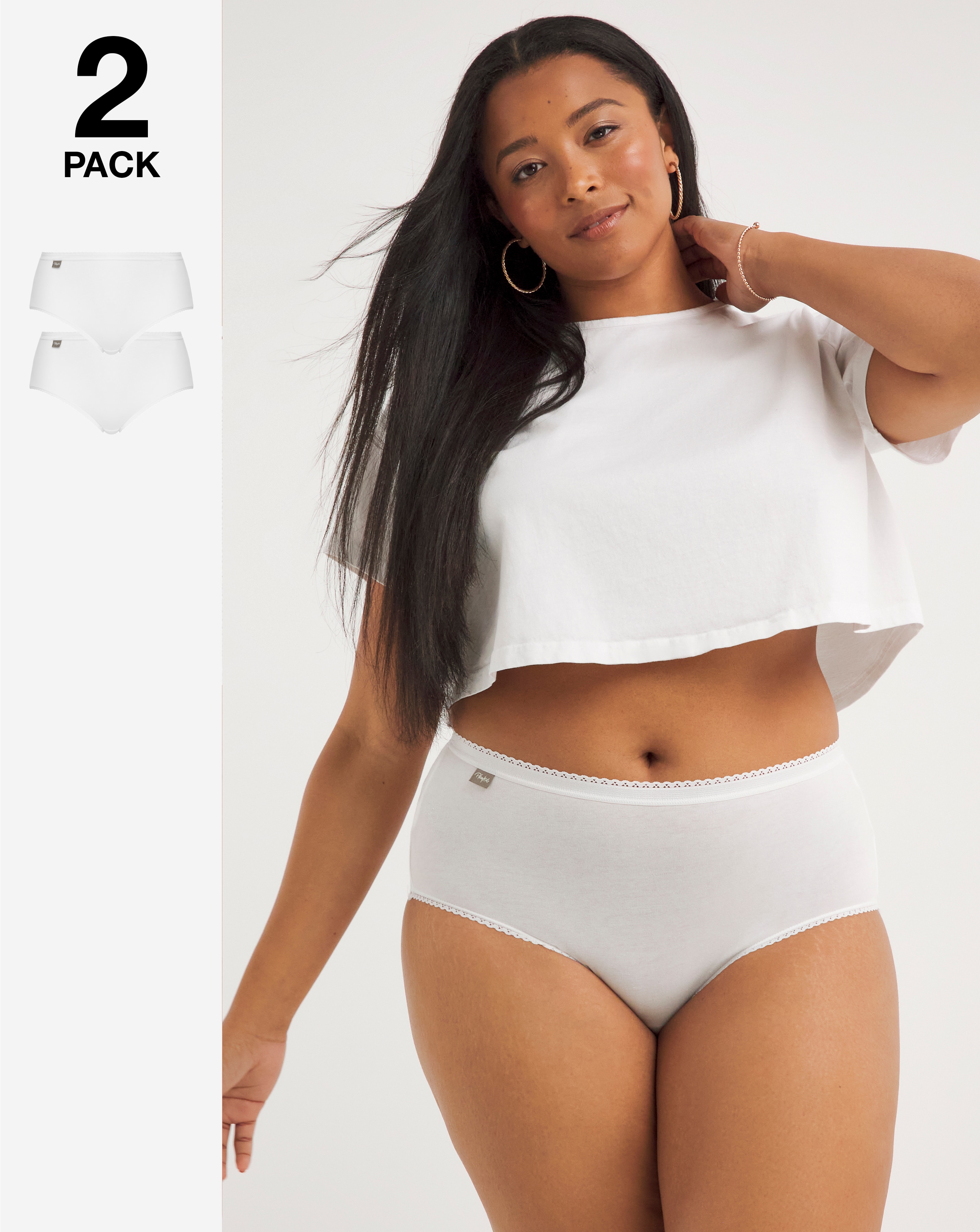 Playtex 2Pack Cotton Midi Knickers White
