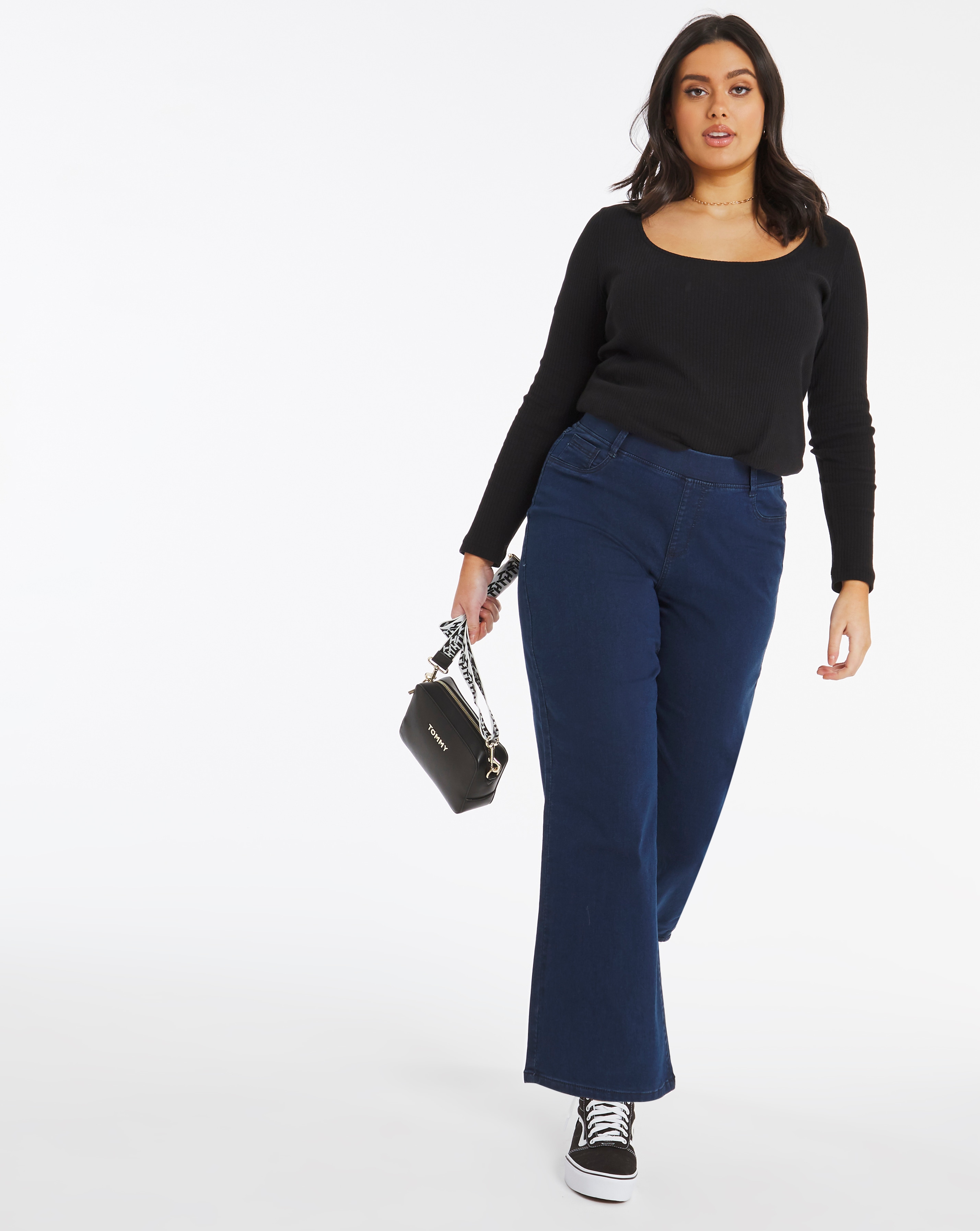 Lottie Indigo Pull On Wide Leg Jeggings 