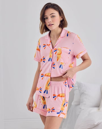 Chelsea Peers Short Sleeve Revere And Short Set, Modal Lenzing