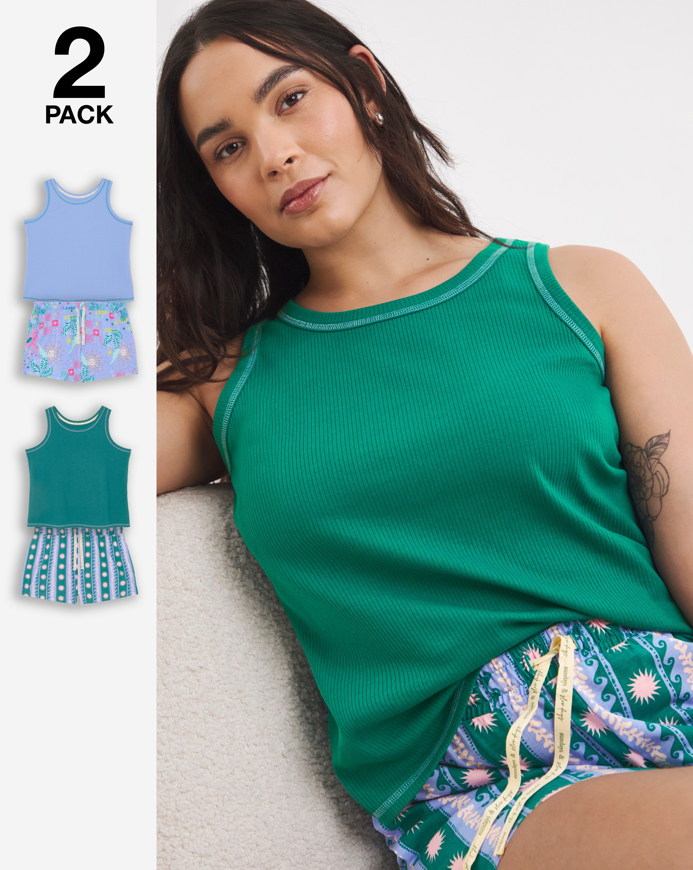 New In - Pretty Secrets Vest Rib PJ Set (2 Pack)