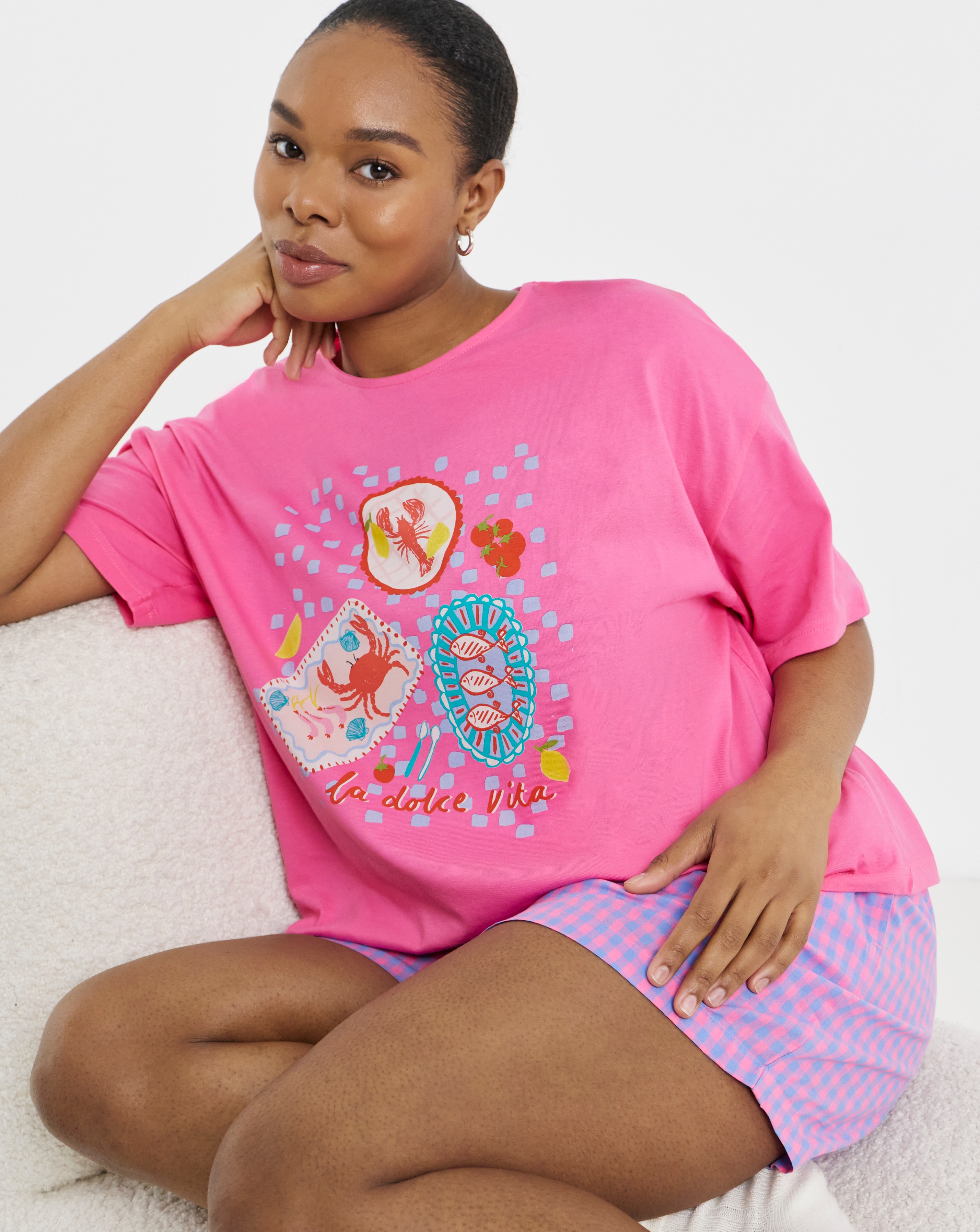 New In - Simply Be Gingham Summer Short Set