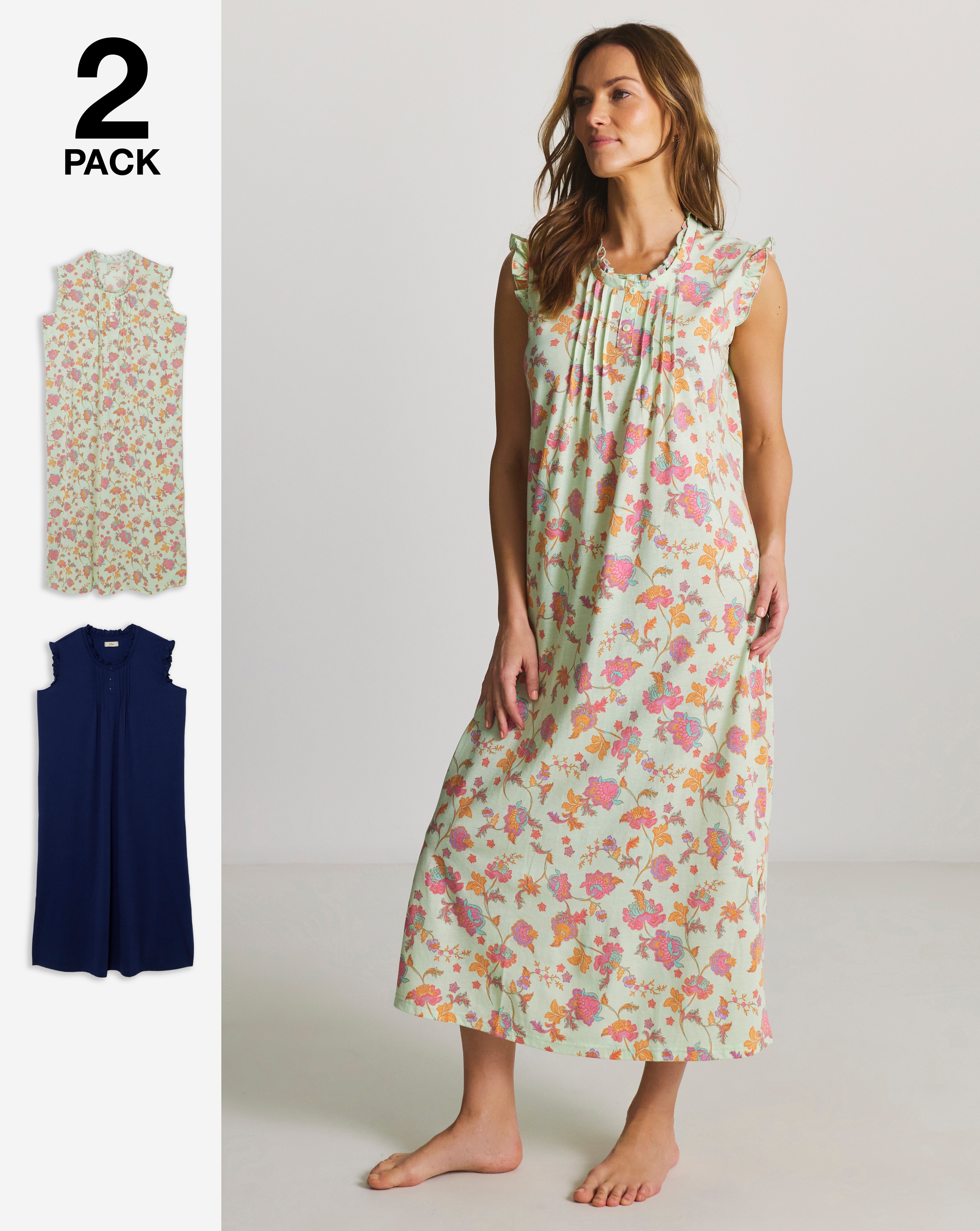 New In - Julipa 2 Pack Value Floral Nighties