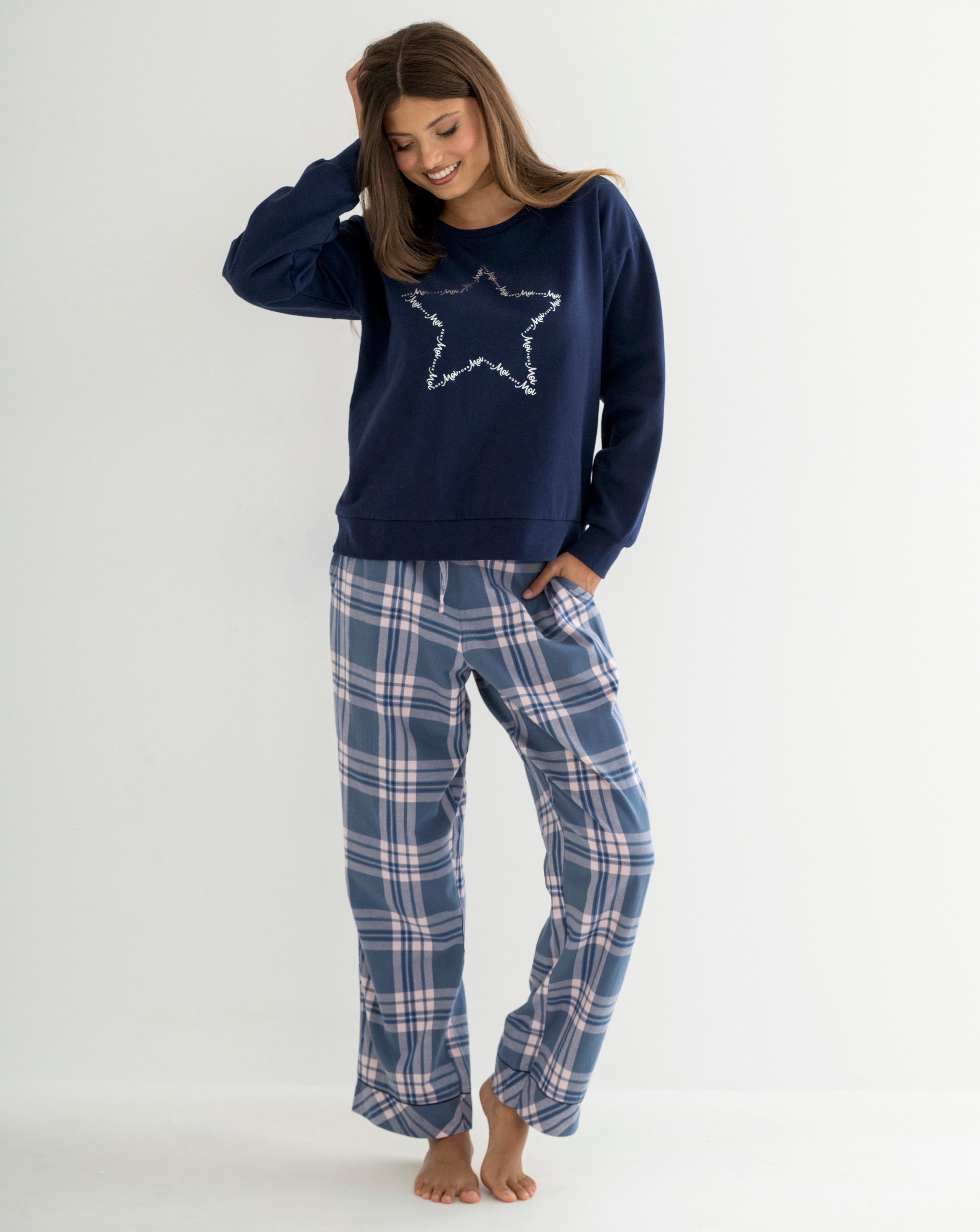Pour Moi Sweatshirt Check Pyjama Set