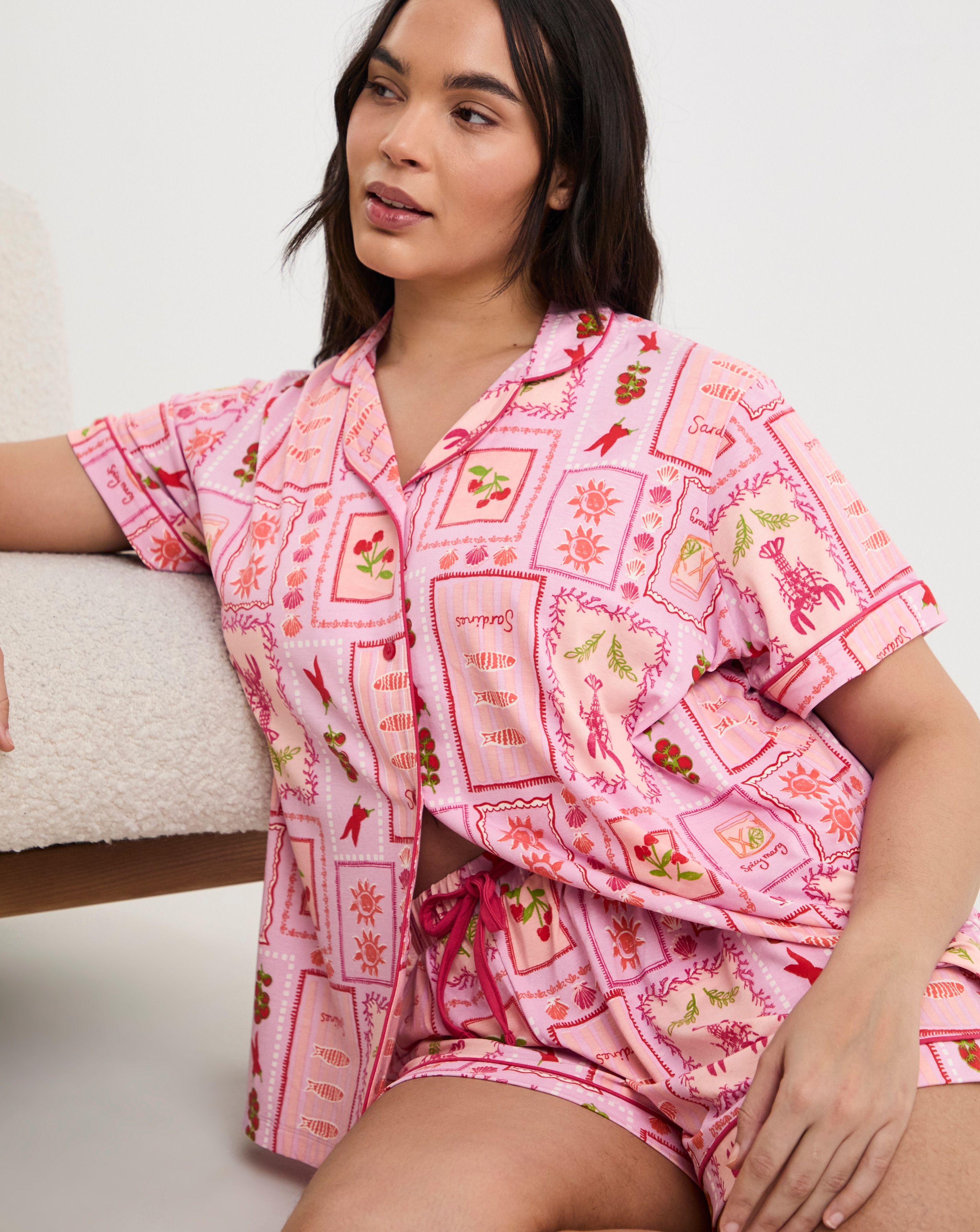 New In - Simply Be Shortie Printed Revere Set