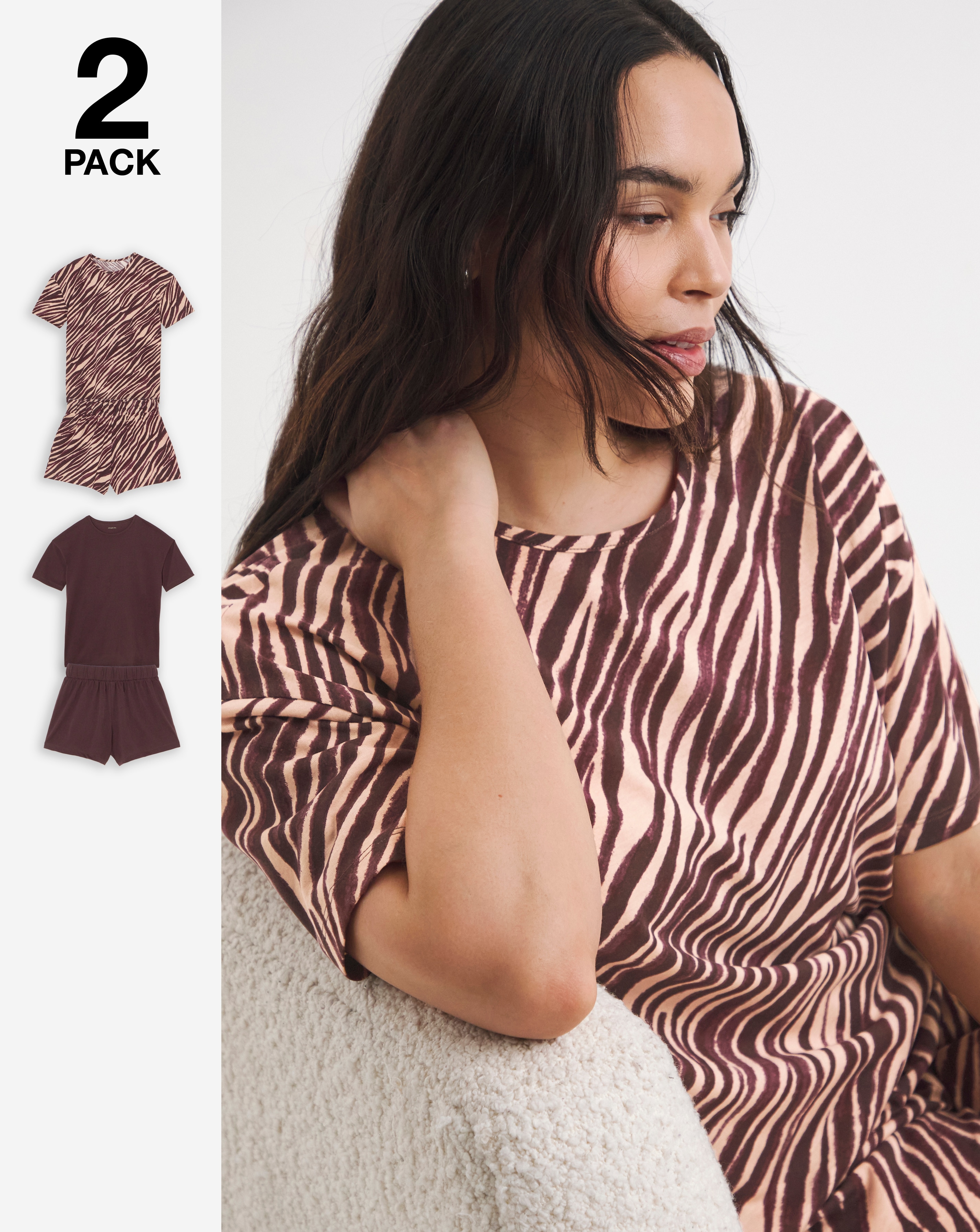 Simply Be 2 Pack AnimalPrint Shortie Set
