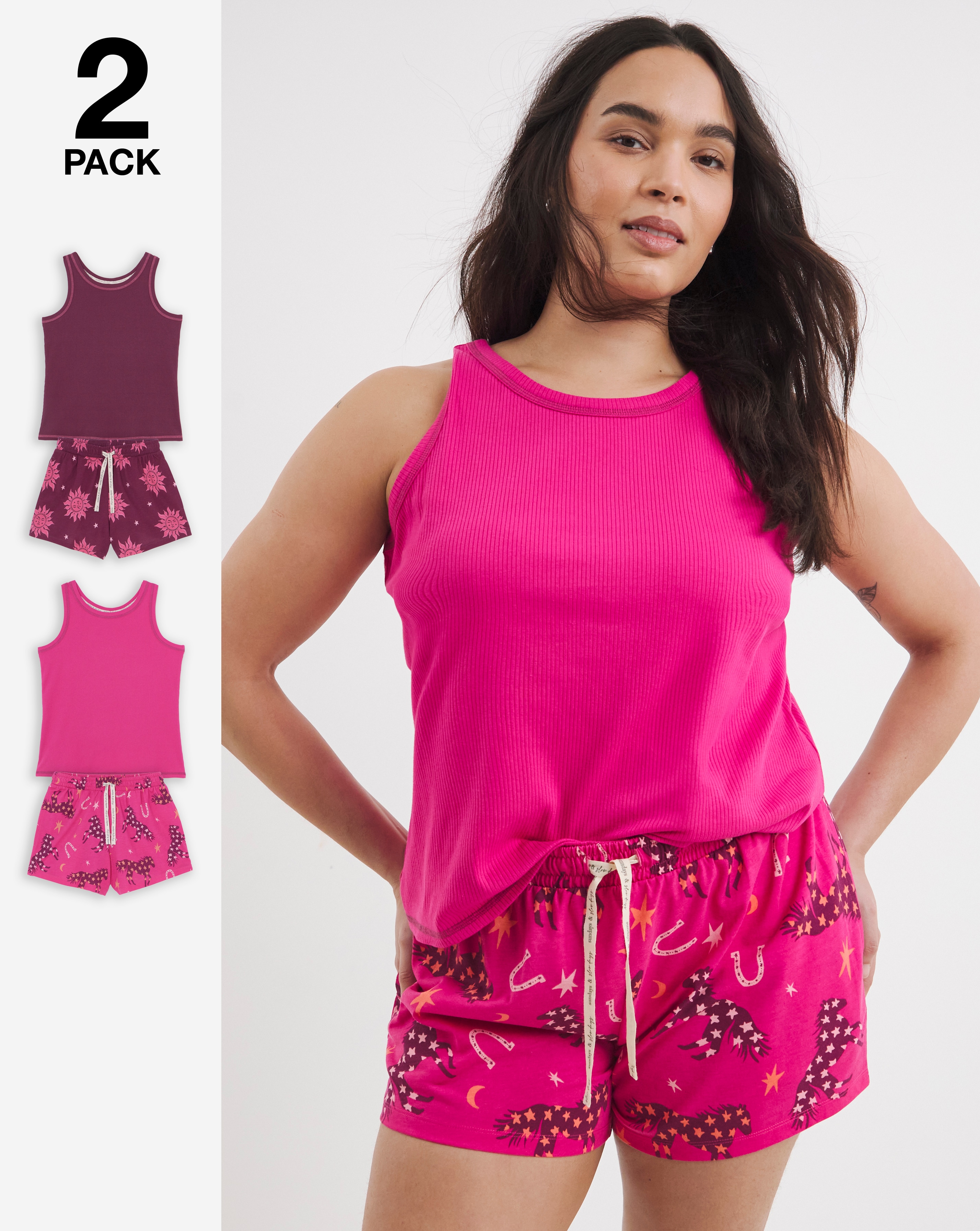 New In - Pretty Secrets 2 Pack Pyjama Short Sets