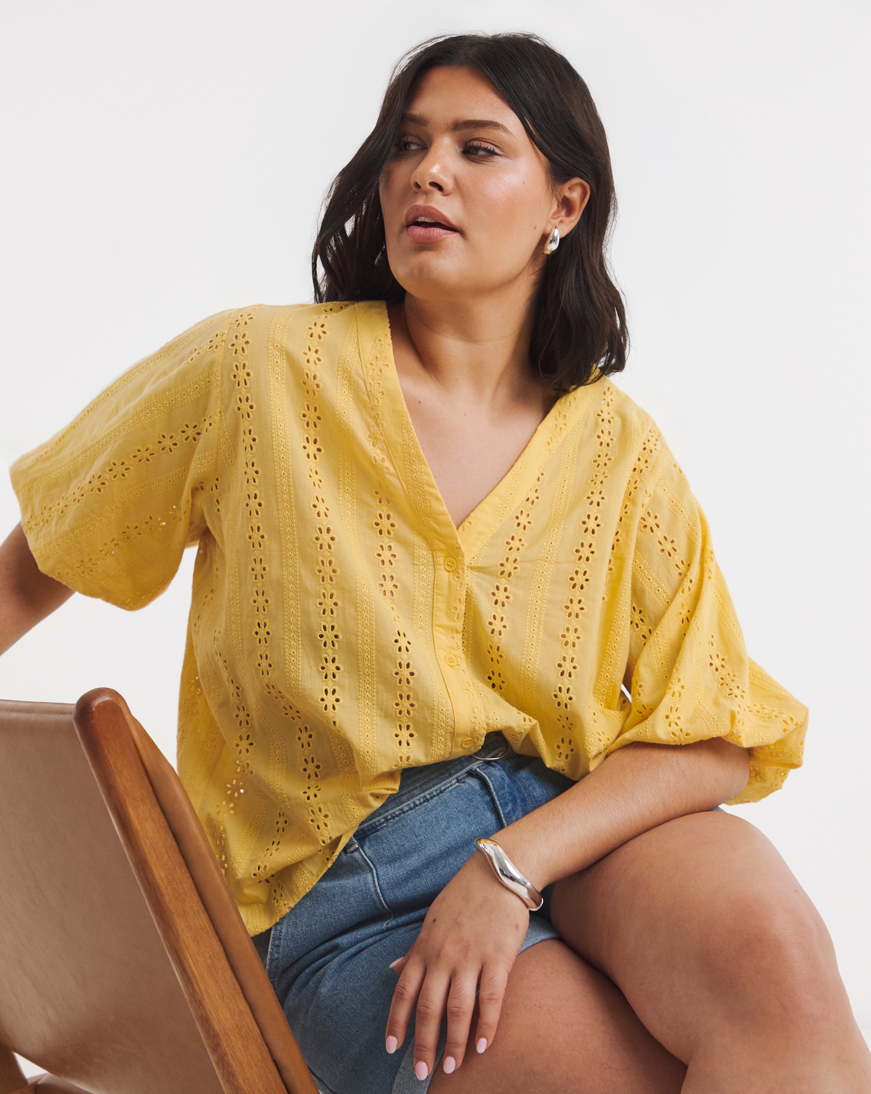 New In - Soft Yellow Broderie Blouse