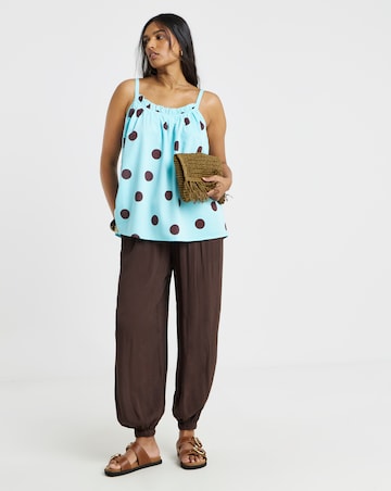 Blue Spot Print Frill Edge Riviera Cami