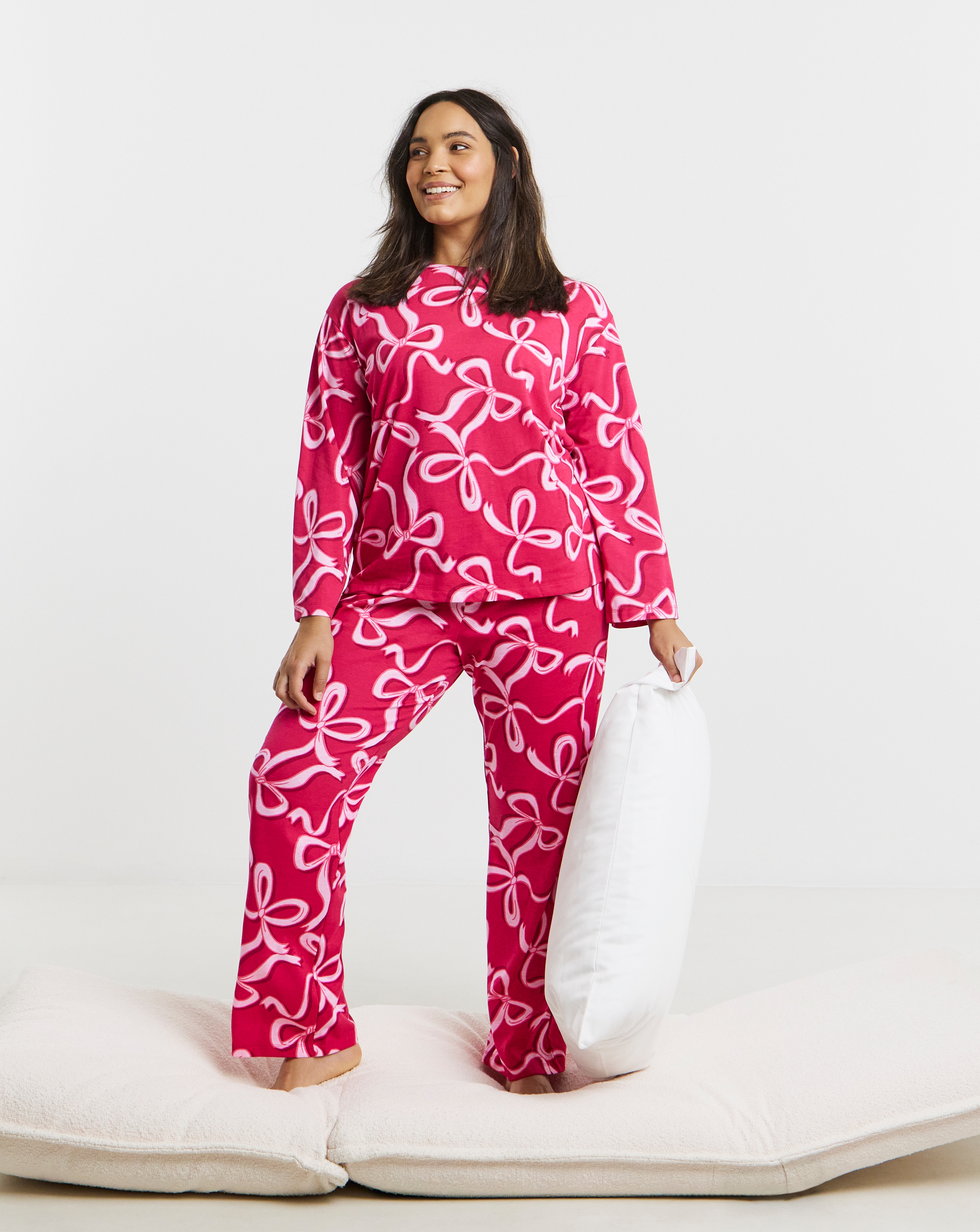 Bow Print Value Long Sleeve PJ Set