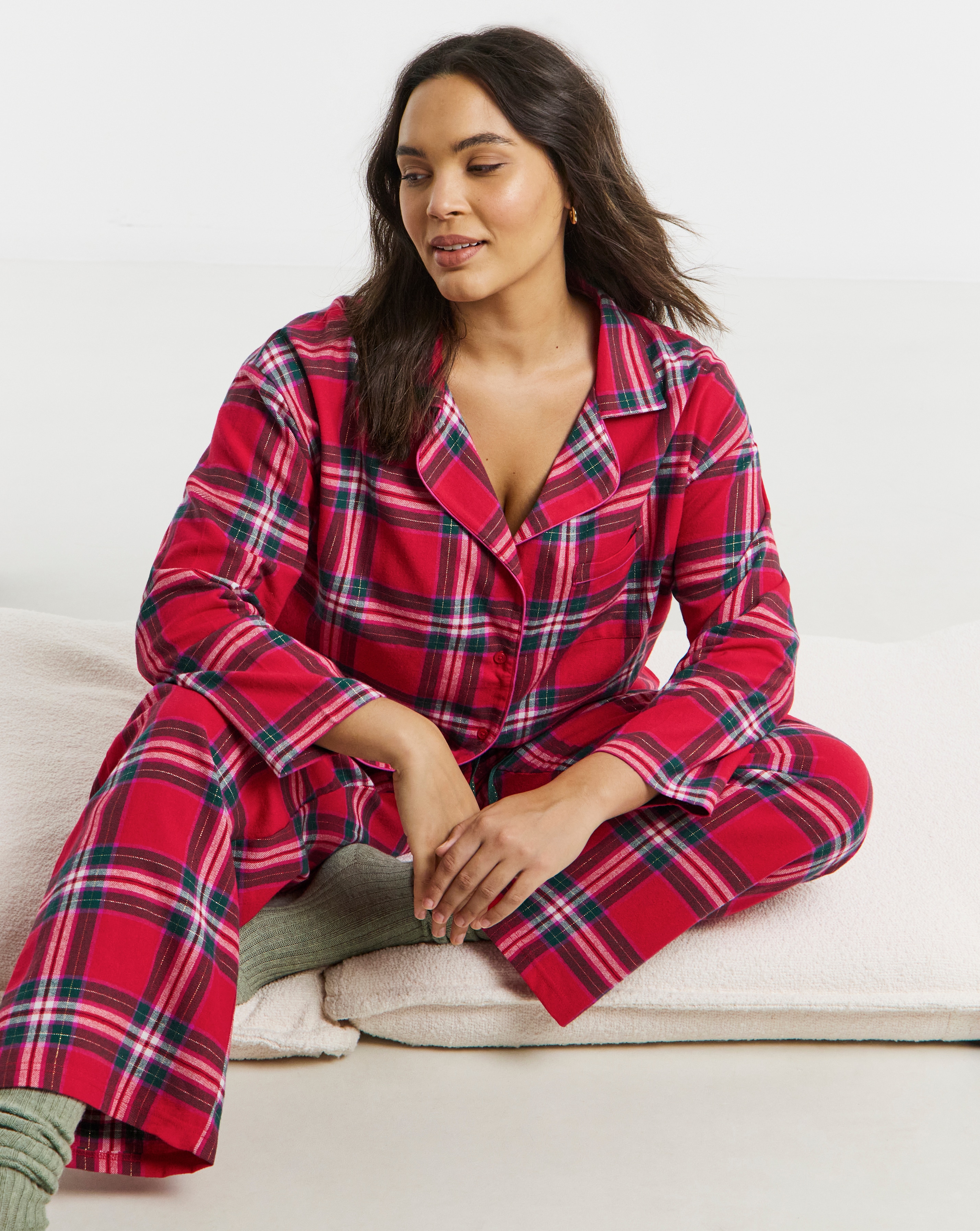 Pretty Secrets Check Button Up PJ Set