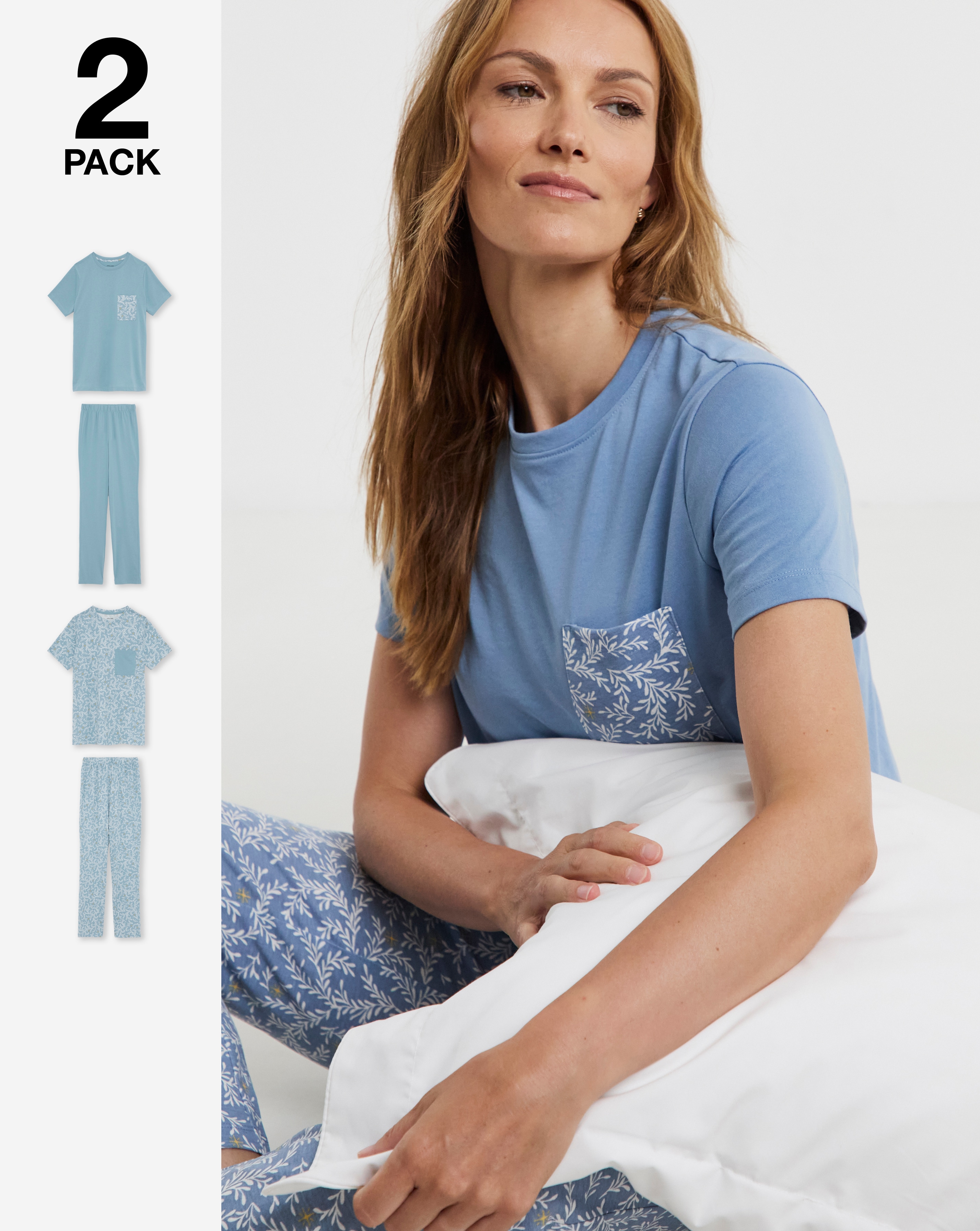 Value (2 Pack) PJ Sets Leaf Print