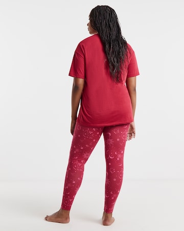 Simply Be (2 Pack) Pyjama Legging Sets Celestial Burgundy
