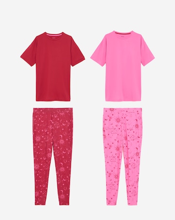 Simply Be (2 Pack) Pyjama Legging Sets Celestial Burgundy