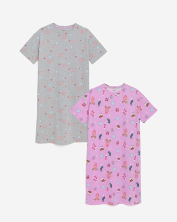 Simply Be (2 Pack) Value Nighties Christmas Print