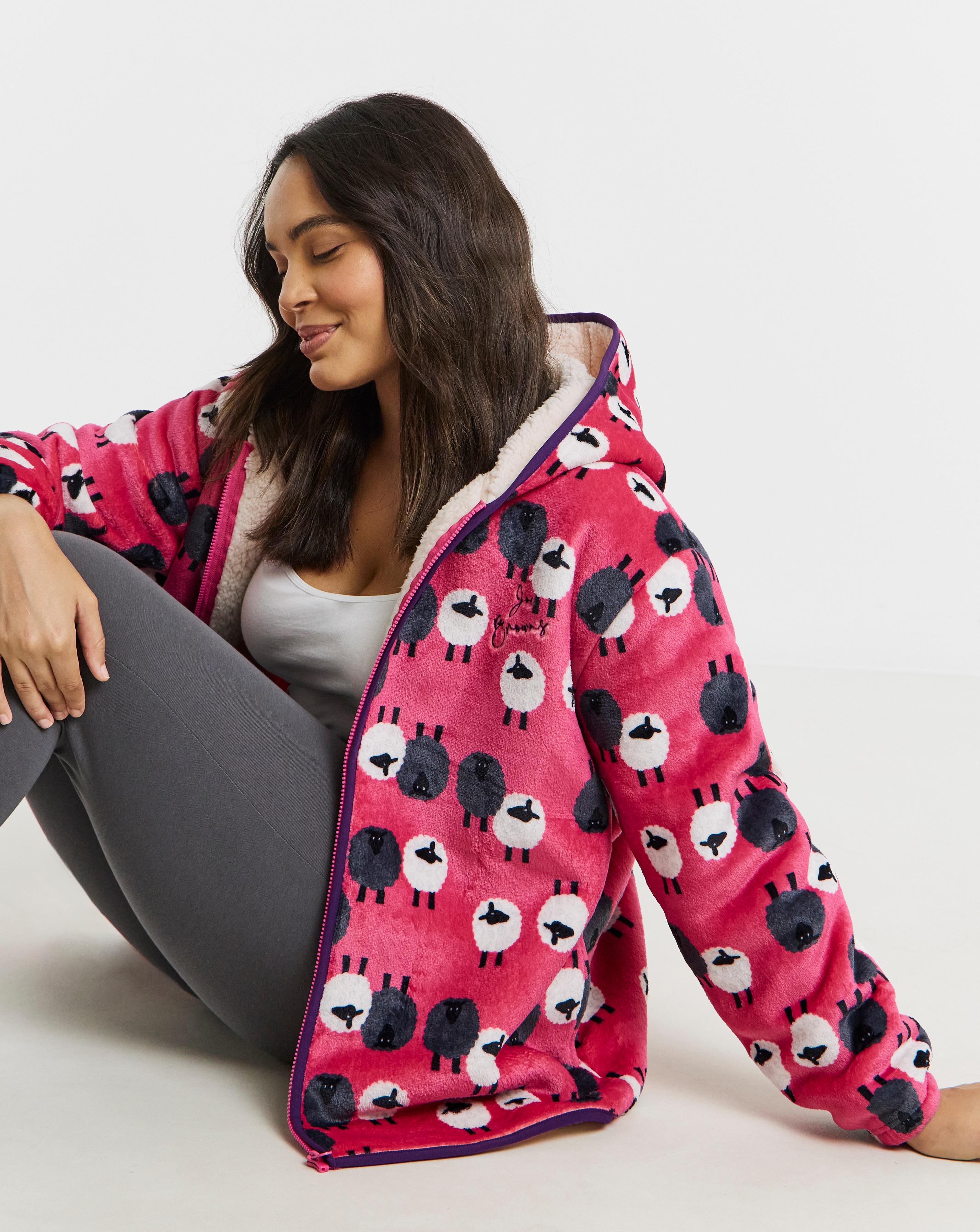 Joe Browns Sheep Print Zip Up Cardigan