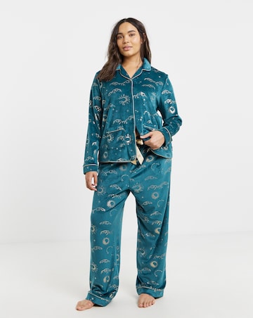 Chelsea Peers Velour Button Up Printed Pyjama Set