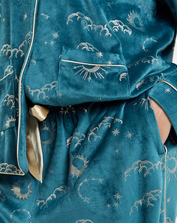 Chelsea Peers Velour Button Up Printed Pyjama Set