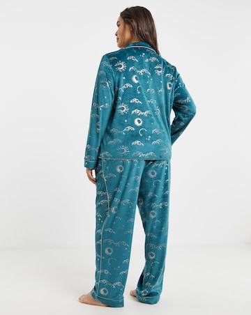 Chelsea Peers Velour Button Up Printed Pyjama Set