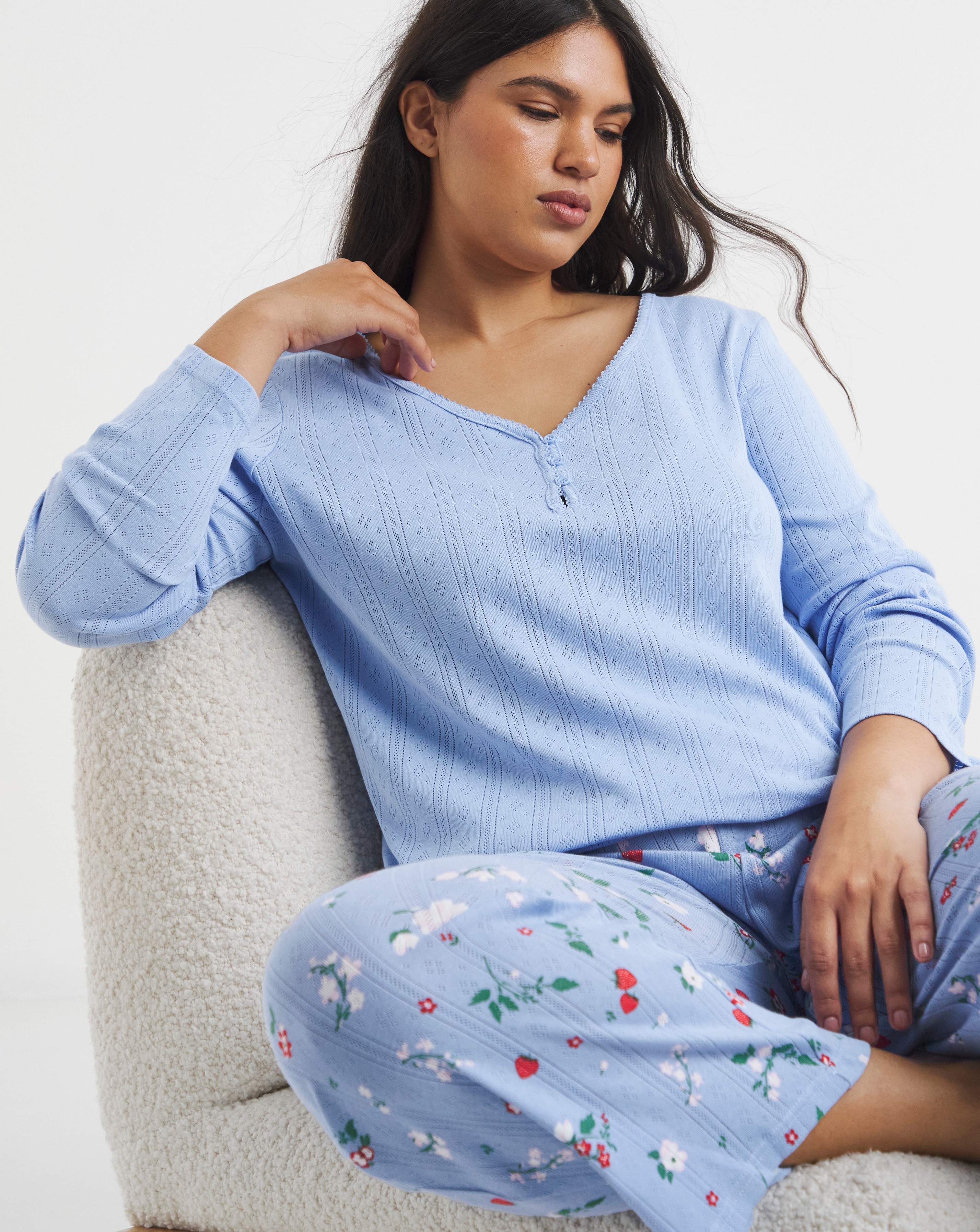 New In - Pointelle Henley Top Pyjama Set