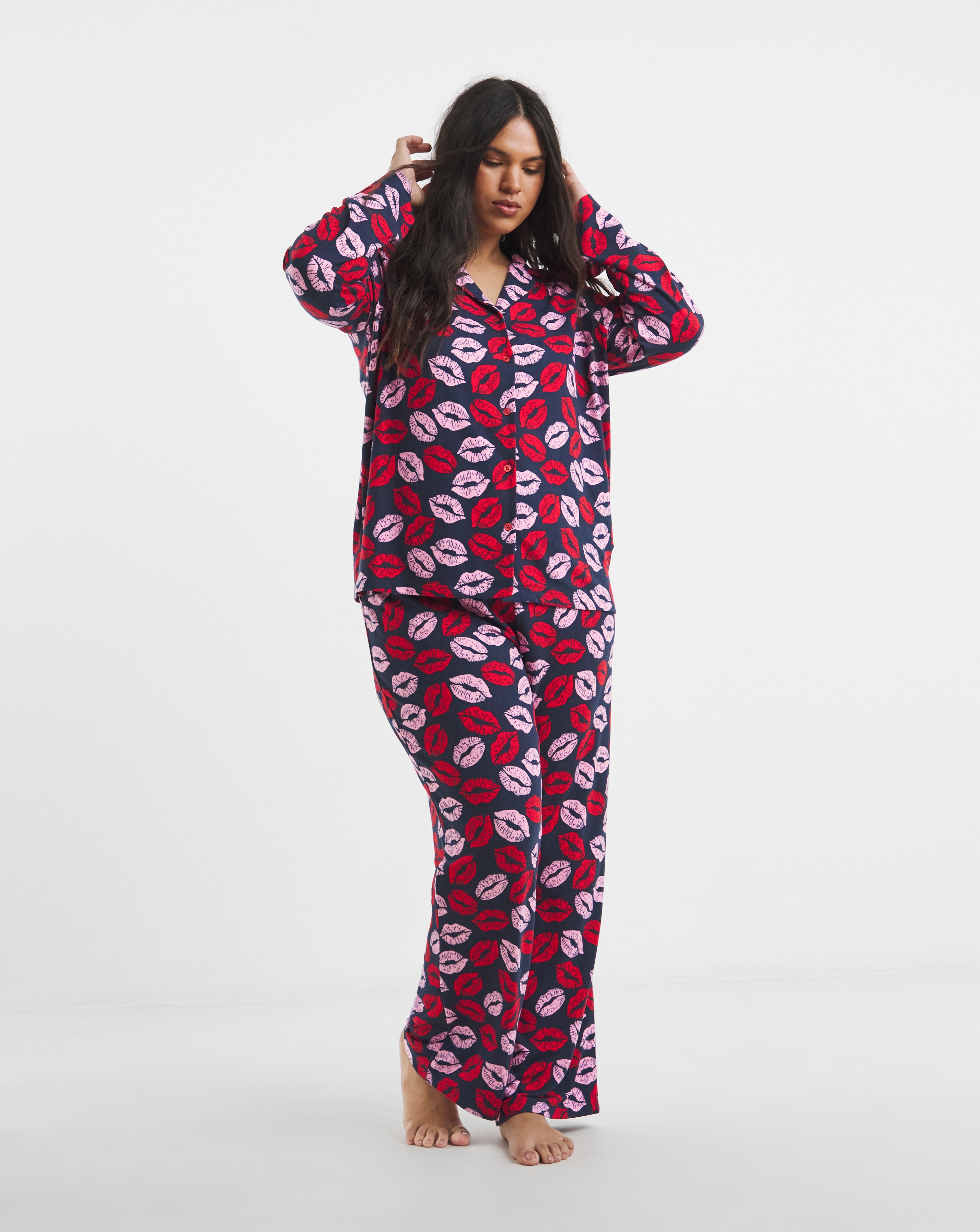 Snit Lip Print Revere Pyjama Set