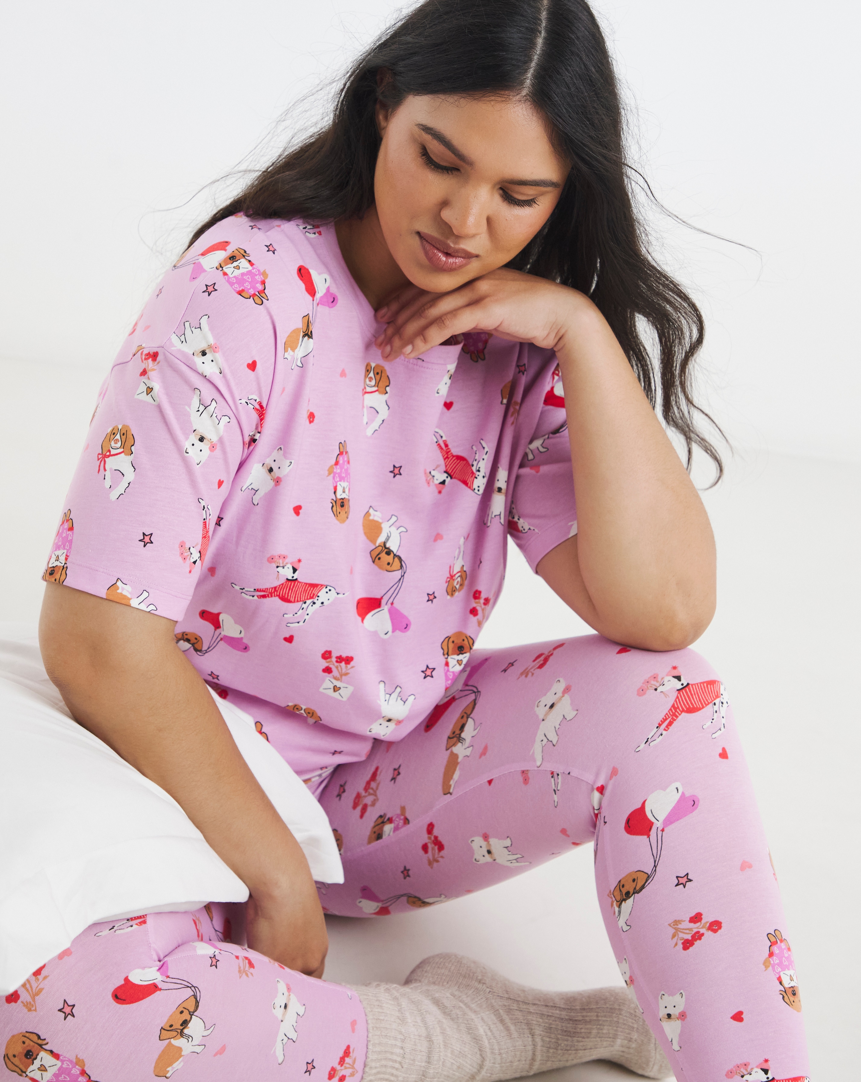 New In - Simply Be Dog Print Pyjama Set