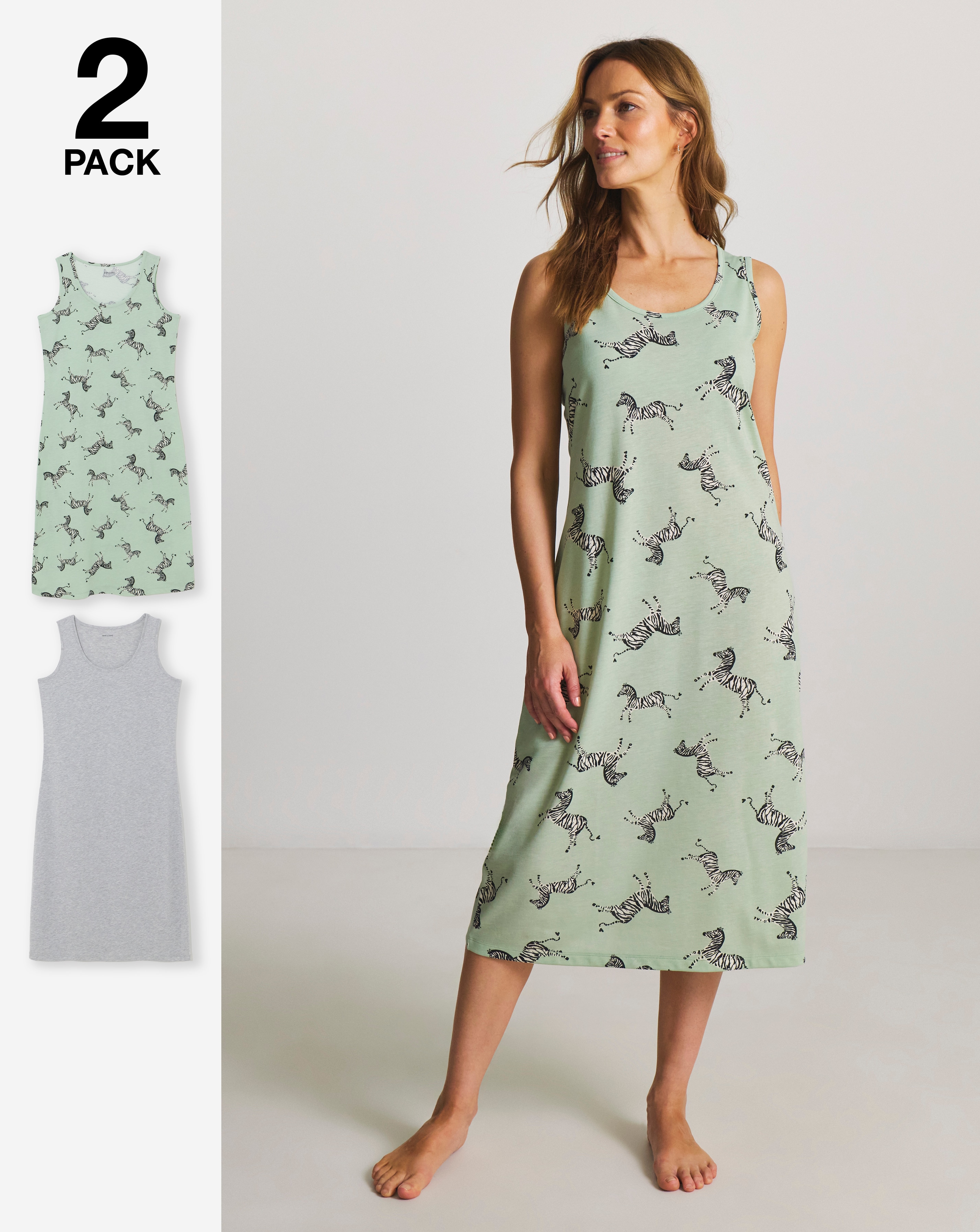 New In - JD Williams 2 Pack Value Zebra Nighties