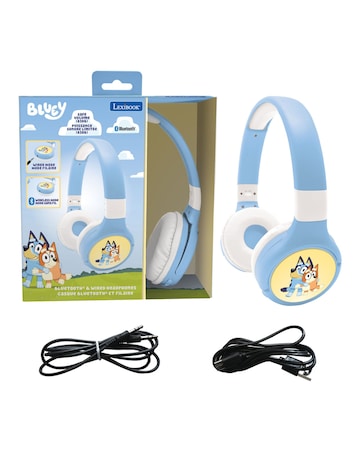 2 in 1 Bluetooth and Wired comfort foldable Headphones Bluey Design