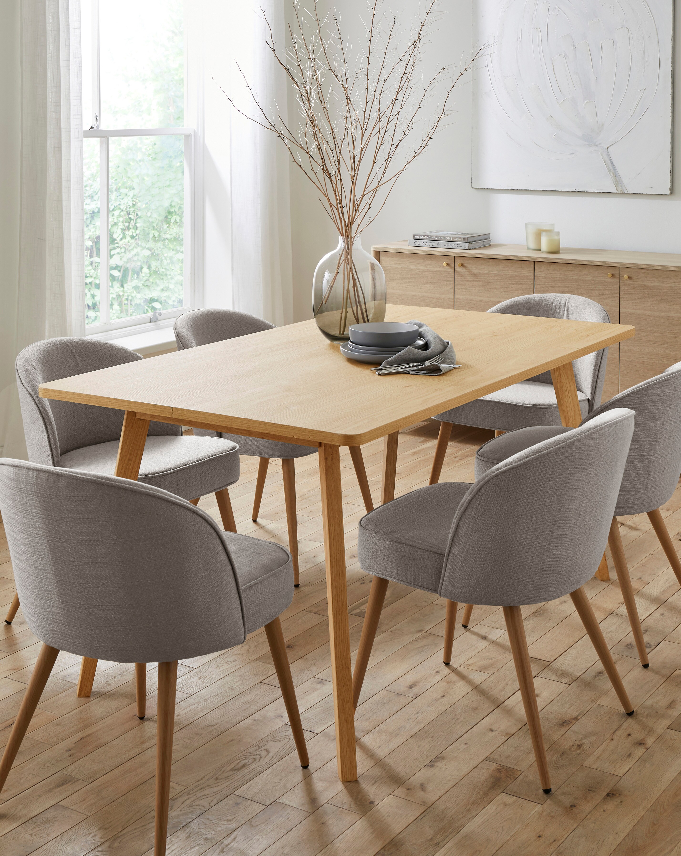 Oslo Table with 6 Emilie Fabric Chairs