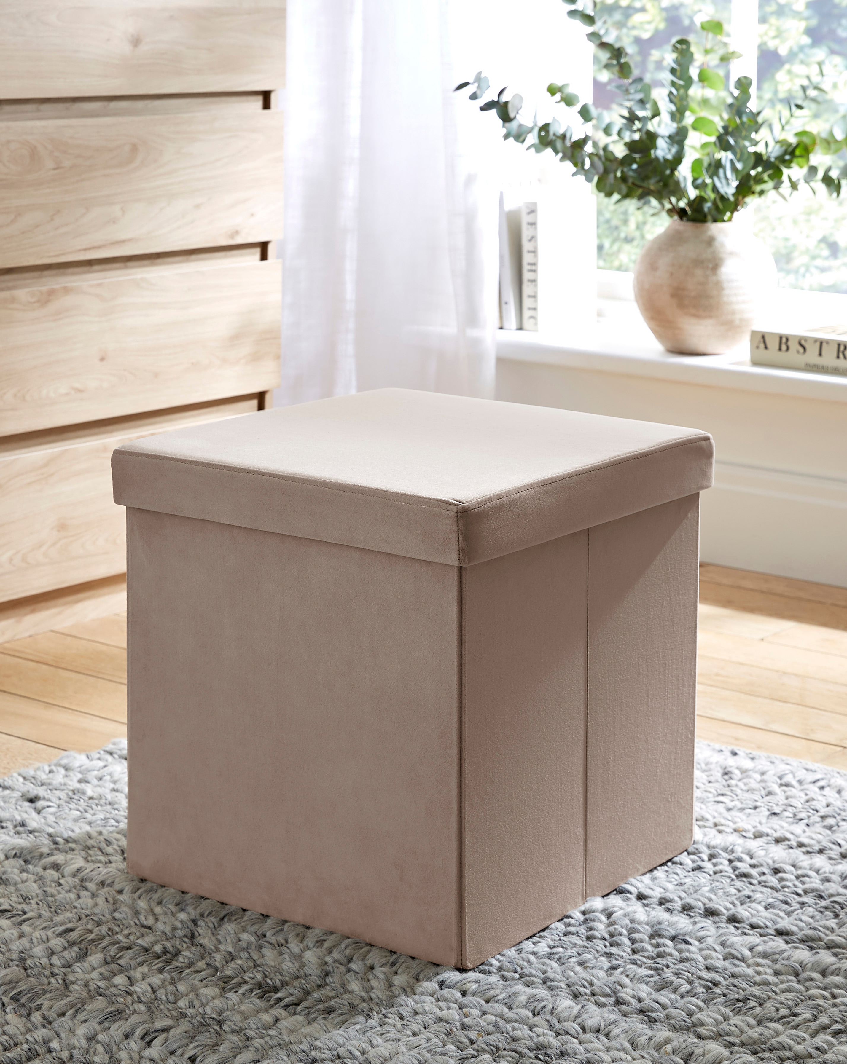 Velvet Foldable Storage Ottoman Cube