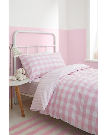 Bianca Fine Linens Check and Stripe Cotton Reversible Duvet Cover Set