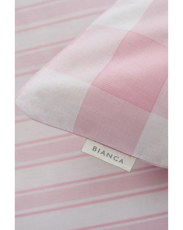 Bianca Fine Linens Check and Stripe Cotton Reversible Duvet Cover Set