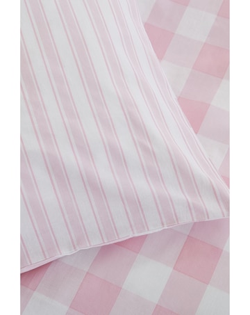Bianca Fine Linens Check and Stripe Cotton Reversible Duvet Cover Set