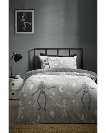 Catherine Lansfield Halloween Skeleton Glow in the Dark Duvet Cover Set