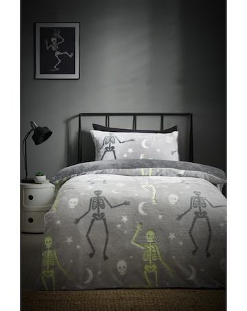 Catherine Lansfield Halloween Skeleton Glow in the Dark Duvet Cover Set