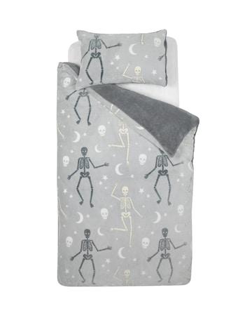 Catherine Lansfield Halloween Skeleton Glow in the Dark Duvet Cover Set