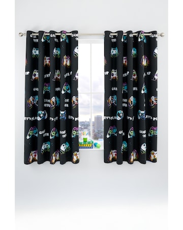Catherine Lansfield Game Over Eyelet Curtains Two Panels
