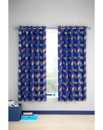 Catherine Lansfield Bright Football Eyelet Curtains Two Panel