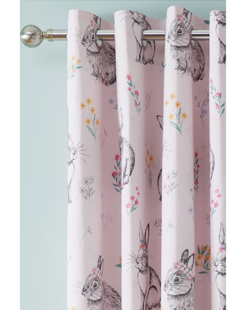 Catherine Lansfield Bunny Tails Ditsy Flowers Eyelet Curtains Two Panels